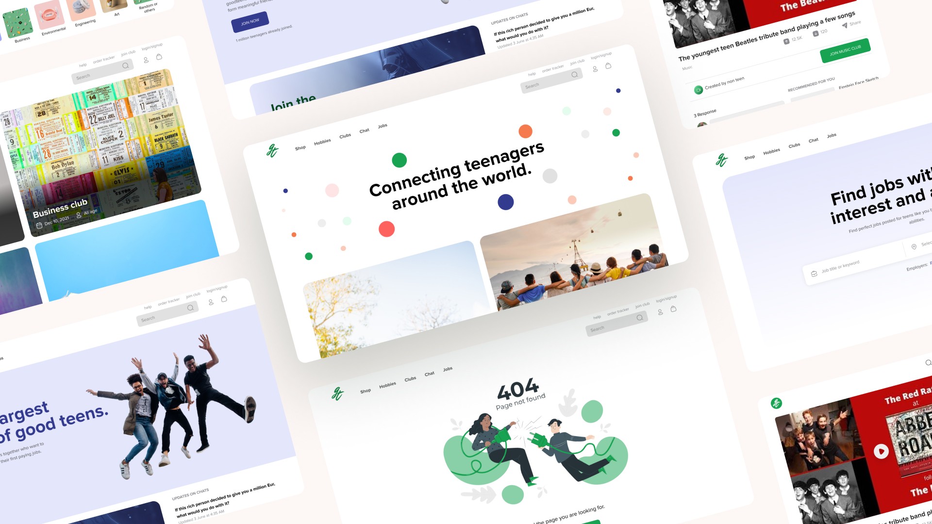  Showcasing UI designs of goodteens.online project