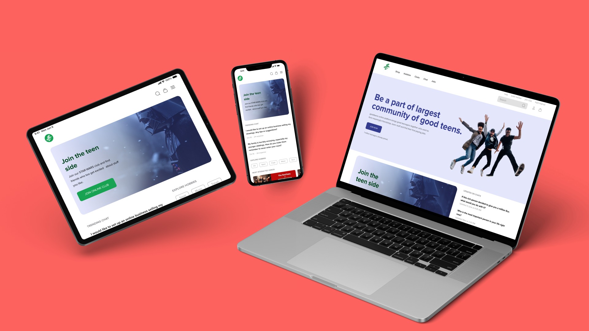 Landing page UI for goodteens