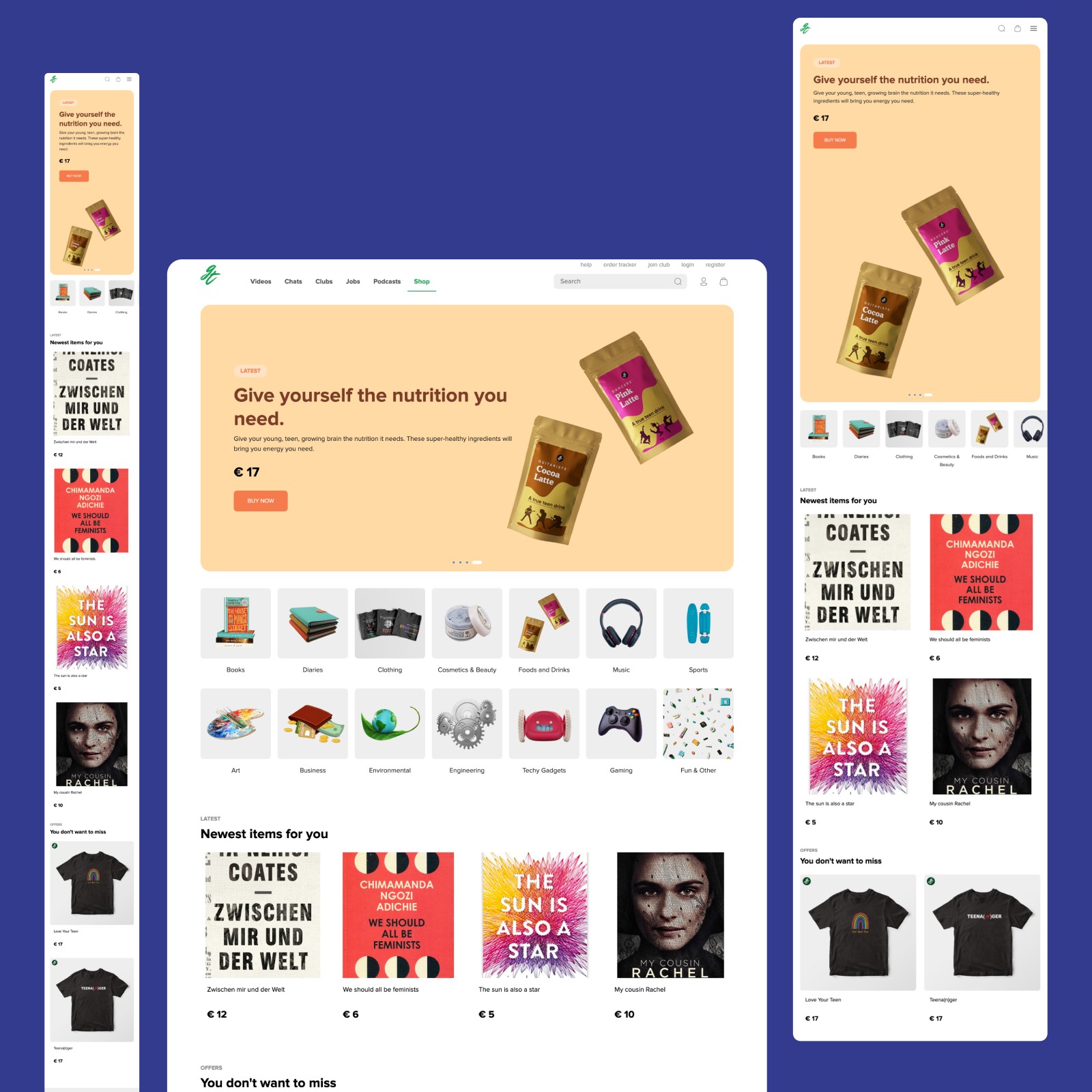 Shop UI screns for goodteens 