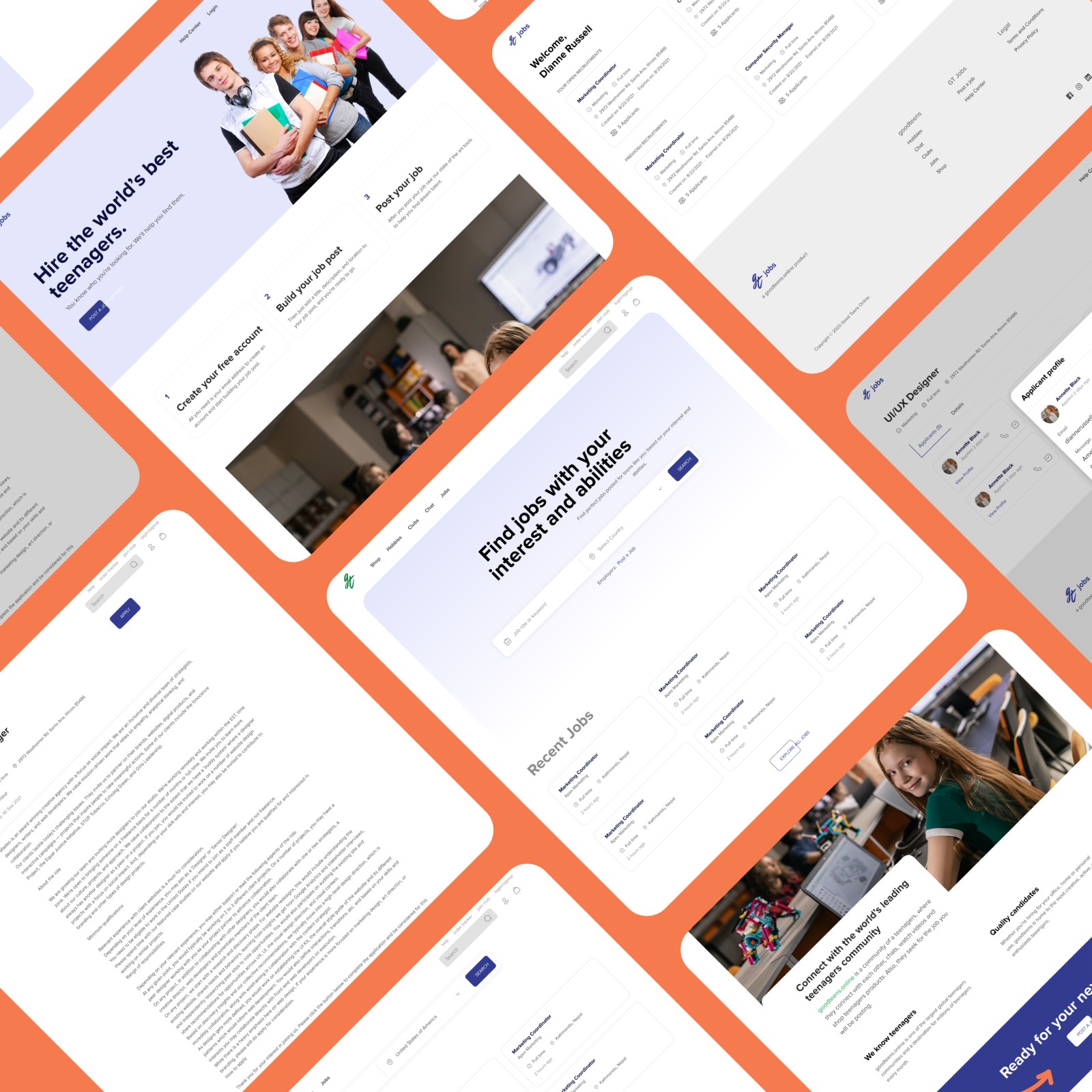 Job portal UI Screens for goodteens