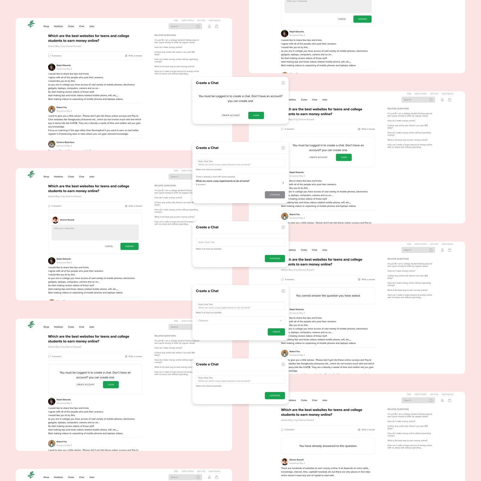 Chat ui screens for goodteens.online
