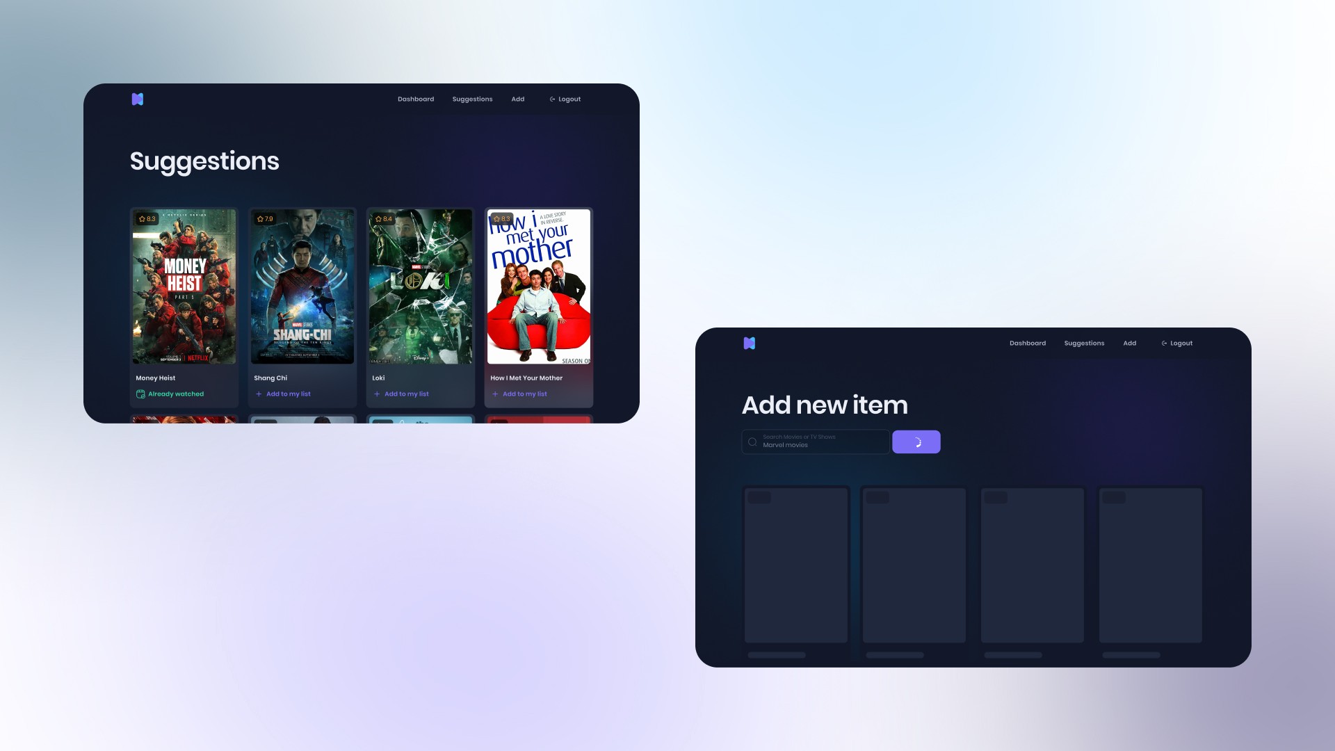 Mailehreko project screens