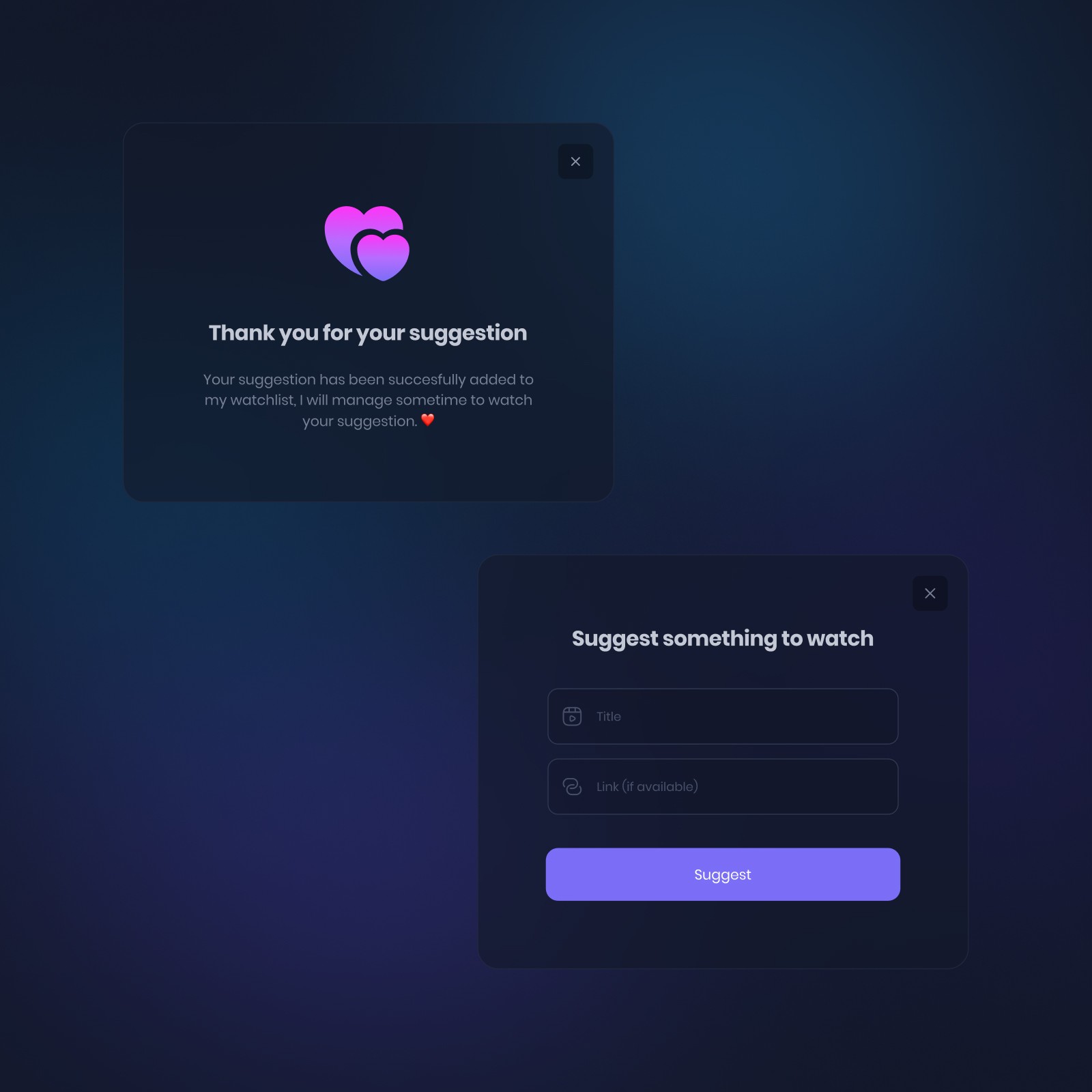 Popup modal used in mailehereko